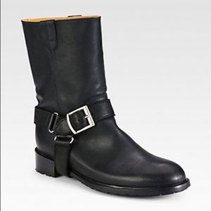 Saks Fifth Avenue Black Combat & Moto Boots